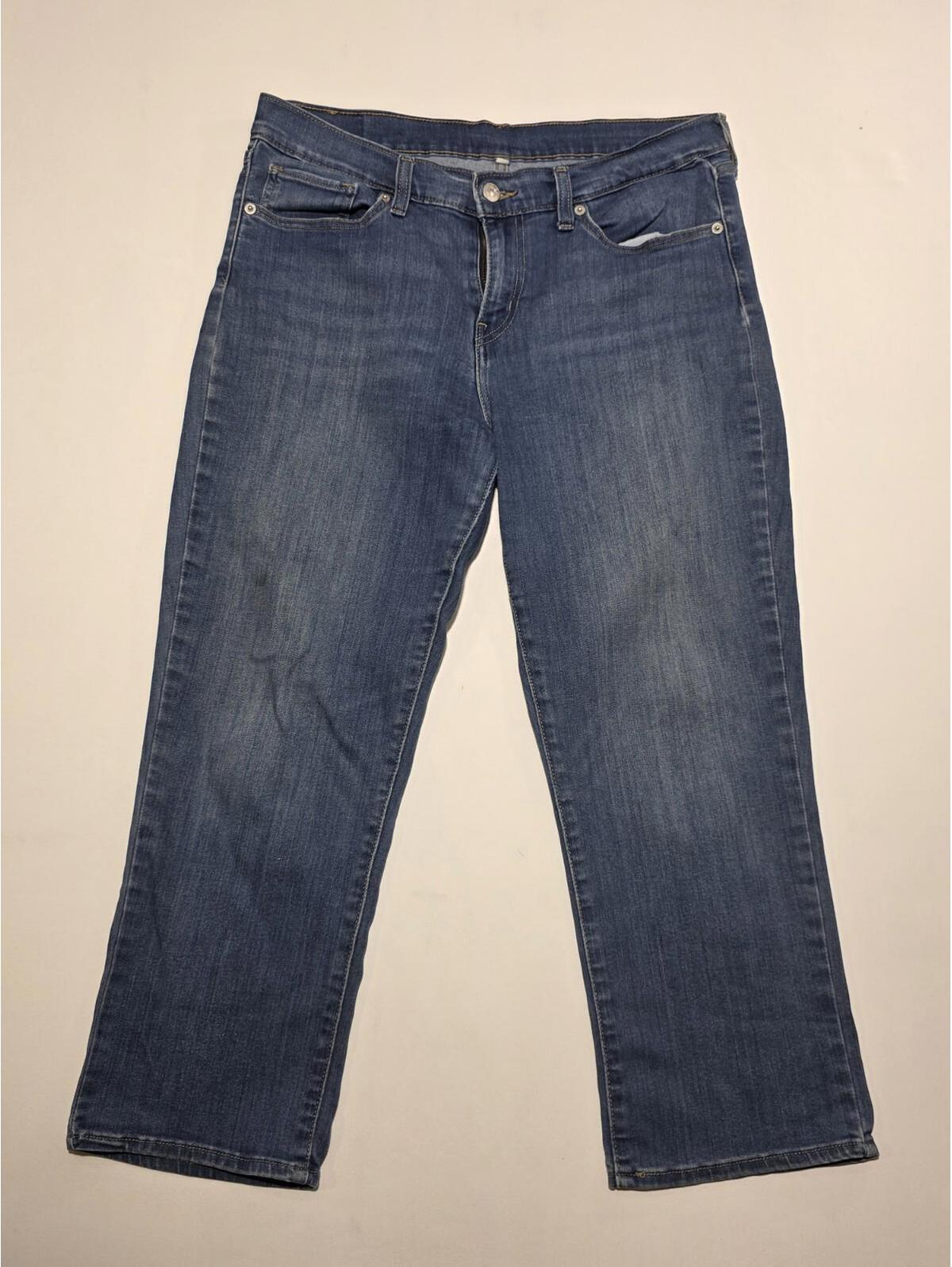 Levi's Women's Blue Denim Jeans Mid-Rise Straight Leg Capri Crop Size W30